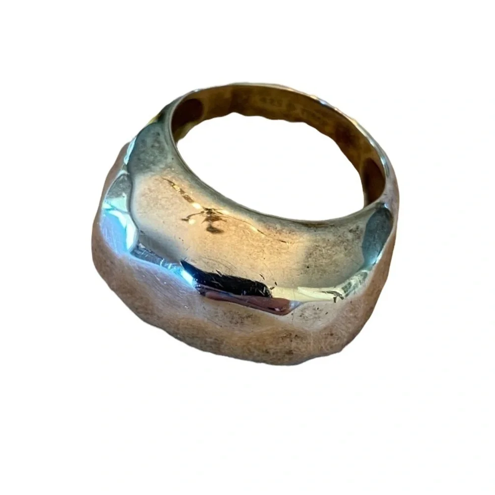 Silver 925 Thai Hammer Effect Ring Size 7